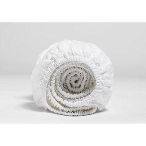 Yumeko hoeslaken gewassen linnen wit 180x220x30 - Biologisch & ecologisch