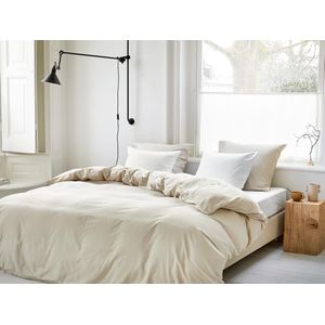 Yumeko overtrekset katoen satijn sandy grijs 140x220 + 1/60x70 - Bio, eco & fairtrade