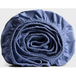 Yumeko hoeslaken percal serene blauw 90x200x30 - Bio, eco & fairtrade