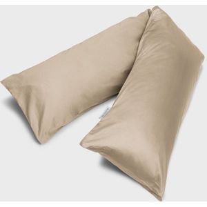 Yumeko kussensloop zijslaper katoen satijn warm taupe 37x160 - Bio, eco & fairtrade - 1 stuk