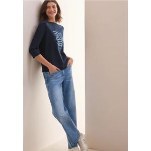 Cecil Dames Shirt met print aan de voorkant in Blauw, Gr: XS