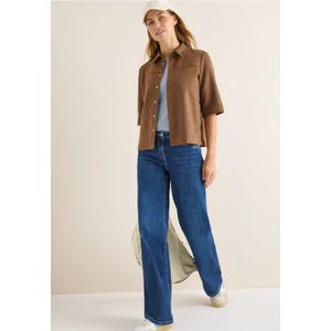 Cecil - Velours Blouse - Bruin - Halve Mouw