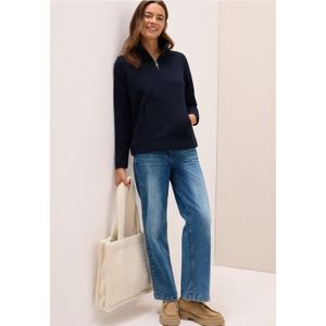 Cecil Dames Sweater met rits in Blauw, Gr: XS