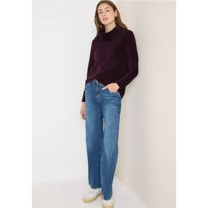 Cecil - Cord Shirt - Eggplant Red - Trui met Ronde Hals en Grote Kraag