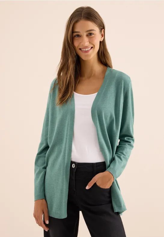 Cecil - Lang Vest - Jewel Green Melange - Zachte Katoenmix