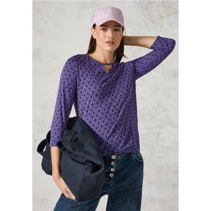 Cecil Dames Shirt met lange mouwen en uitsnede in Paars, Gr: XS