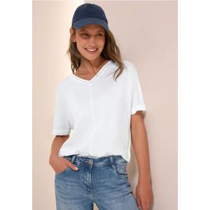 Cecil Dames Shirt met decoratief detail in Wit, Gr: XXL