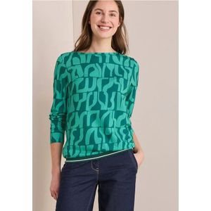 Cecil Dames Bedrukt geribd shirt met structuur in Groen, Gr: XL