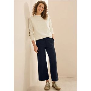 Cecil Dames Broek Wide Legs Bouclè in Blauw, Gr: XXL