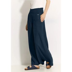 Cecil Dames Broek met wijde pijpen en structuur in Blauw, Gr: L