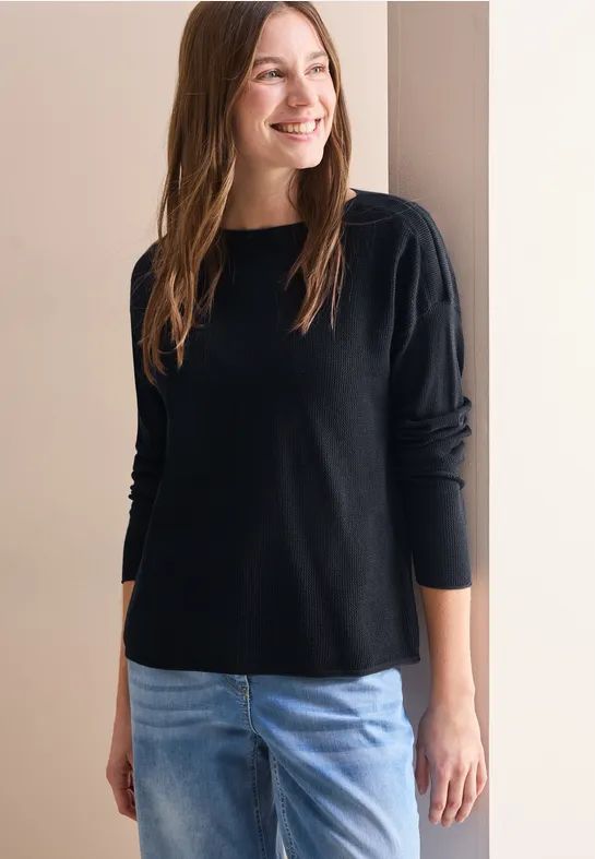 CECIL - Trui - Universeel Blauw - Dames - Lange Mouwen - Mesh