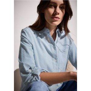 Cecil Dames Gestreepte seersucker blouse in Blauw, Gr: M