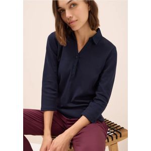 Cecil Dames Poloshirt met 3/4 mouwen in Blauw, Gr: 3XL