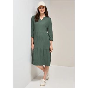 Cecil Dames Seersucker jurk met volants in Groen, Gr: L