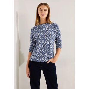 Cecil Dames Shirt met rhombus-print in Blauw, Gr: XXL