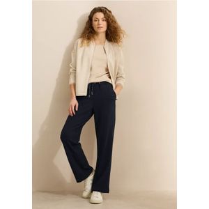 Cecil - Gestructureerde Broek - Blauw - Dames - Loose Fit - Rechte Pijpen