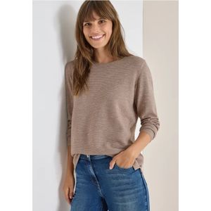 Cecil Dames Gestructureerde trui met ronde hals in Beige, Gr: L