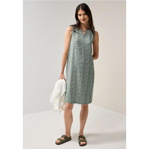 Cecil - Gedessineerde Jersey Jurk - Groen - Mouwloos, Viscose Met Stretch