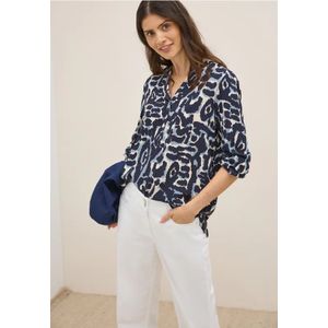 CECIL - Blouse - Lichtblauw Donkerblauw Wit - Wijde Blouse - Dierenprint