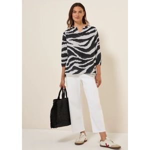 Cecil Dames Katoenen blouse met patroon in Grijs, Gr: XXL
