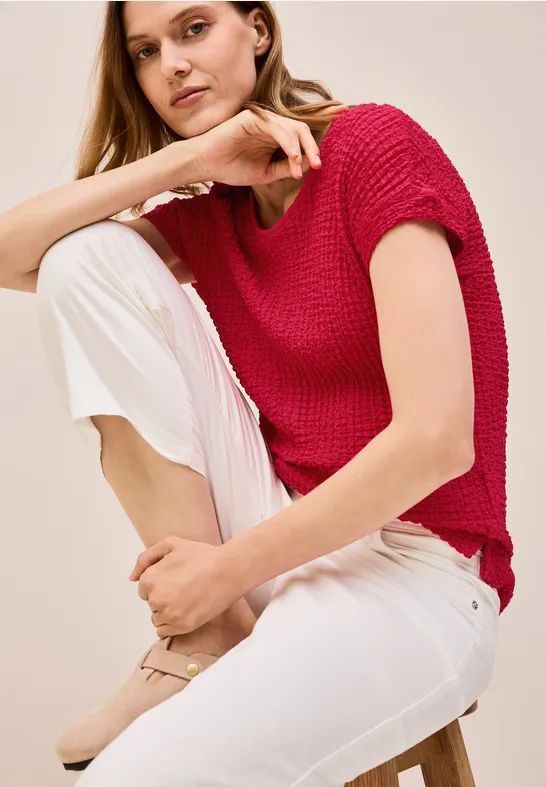 Cecil Dames Shirt met structuur in Rood, Gr: L