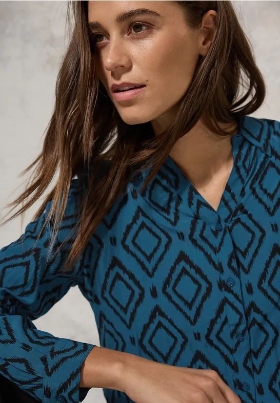 CECIL - Chemisier Long - Celestial Aqua Blue - Viscose Zacht