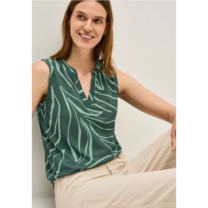 Cecil Dames Gedessineerde top met gespleten hals in Groen, Gr: 3XL