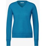 Cecil - Korte Fijn Gebreide Trui - Turkoois - V-hals