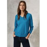 Cecil - Korte Fijn Gebreide Trui - Turkoois - Zachte Materiaalmix