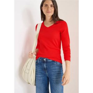 Cecil Dames Shirt met lange mouwen en V-hals in Oranje, Gr: 3XL