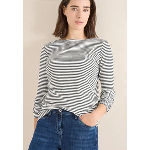 Cecil Dames Gestreept shirt met lange mouwen in Wit, Gr: L