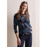 Cecil - B322770 - T-shirt - Universeel Blauw - Grafisch - Lange Mouwen