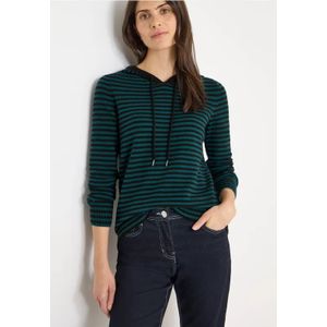Cecil Dames Gestreepte hoodie in Groen, Gr: 3XL