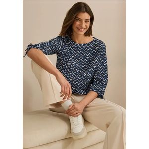 CECIL - Bedrukte Blouse - Universeel Blauw - 3/4-arm - Zachte Viscosemix