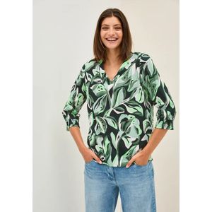 Cecil Dames Katoenen blouse met patroon in Groen, Gr: L
