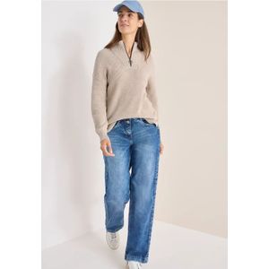 Cecil Dames Trui van Mouliné met troyer in Beige, Gr: L