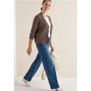 Cecil - Cardigan - Mushroom taupe melange - Met Structuurdetail en Knoopsluiting