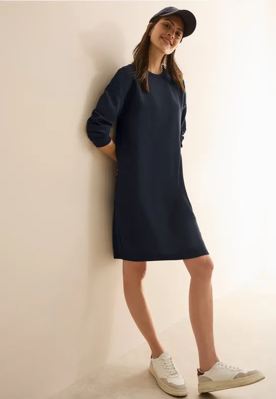 Cecil Dames Jurk met knoopdetail in Blauw, Gr: XXL