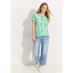 Cecil Dames T-shirt van linnenmix in Groen, Gr: XS