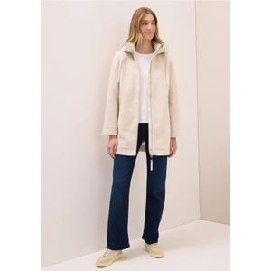 Cecil Dames Mantel in wollook in Wit, Gr: L