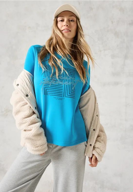 Shirt - Dynamic Aqua Blue - Damesshirt - Grafische Print - 3/4 Mouw