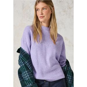 CECIL - Gebreide Trui - Col - Blauw - Materiaalmix - Lange Mouwen