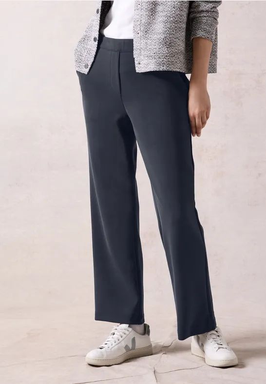 Cecil - Damespantalon - Blauw - Los Model - Hoge Taille - Wijde Pijpen