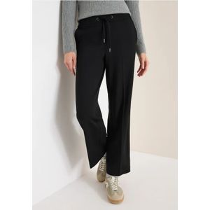 Cecil - Neele - Jersey Broek - Zwart - Dames - Loose Fit - High Waist - Rechte Benen