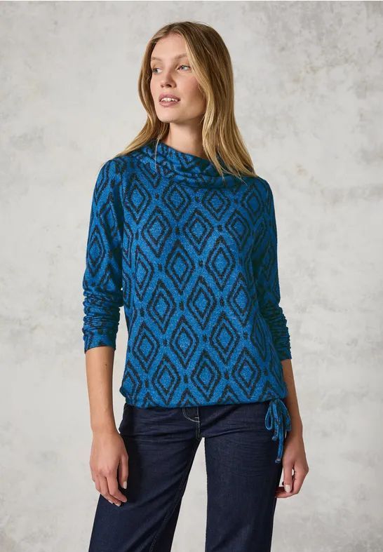 Cecil - T-shirt - Aqua Melange - Viscosemix met Stretchaandeel