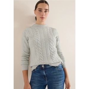 Cecil - Gebreide Trui - Metal Grey Melange - Turtle Neck - Kabelpatroon