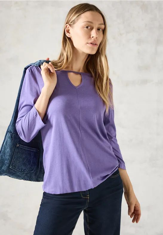 Cecil Dames Shirt met lange mouwen en uitsnijding in Paars, Gr: M