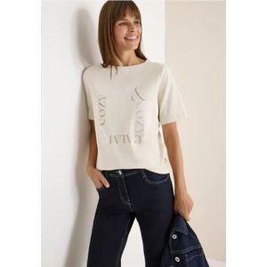 Cecil - Shirt - Light Greige - Korte Mouw - Met Frontprint