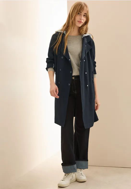 CECIL - B101210 - Trenchcoat - Donkerblauw - Met Capuchon