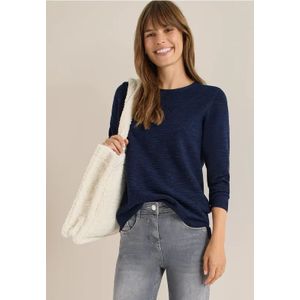 Cecil Dames Gestructureerde trui met ronde hals in Blauw, Gr: L